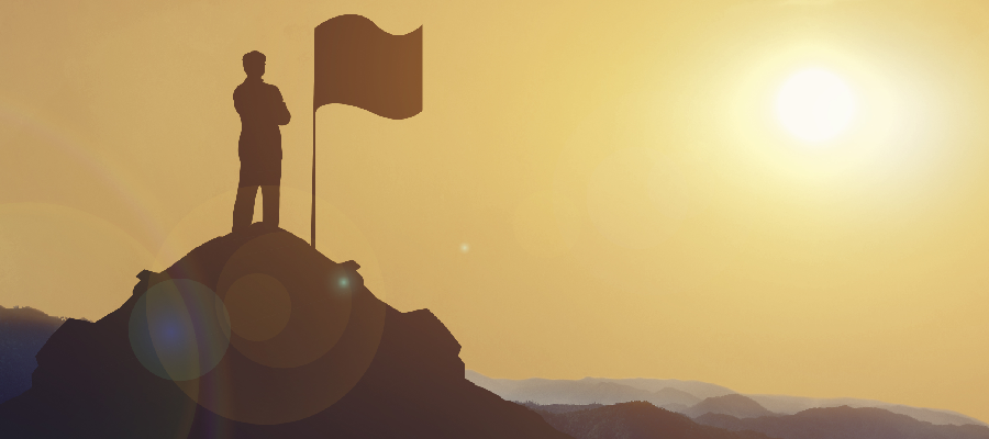 a shadow of a male standing next to the flag